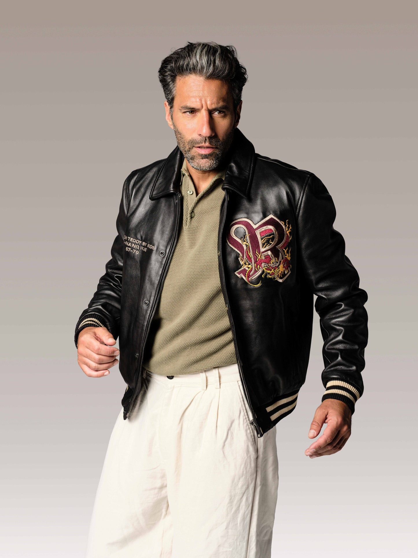 Blouson en cuir noir BRUCE LEGEND