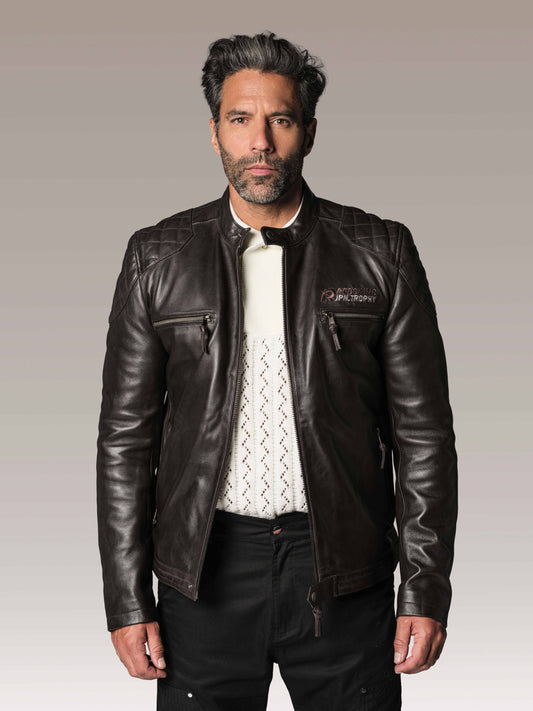 Blouson en cuir marron BULLIT LEGEND