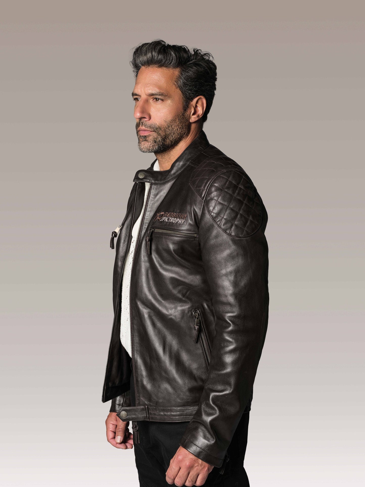 Blouson en cuir marron BULLIT LEGEND