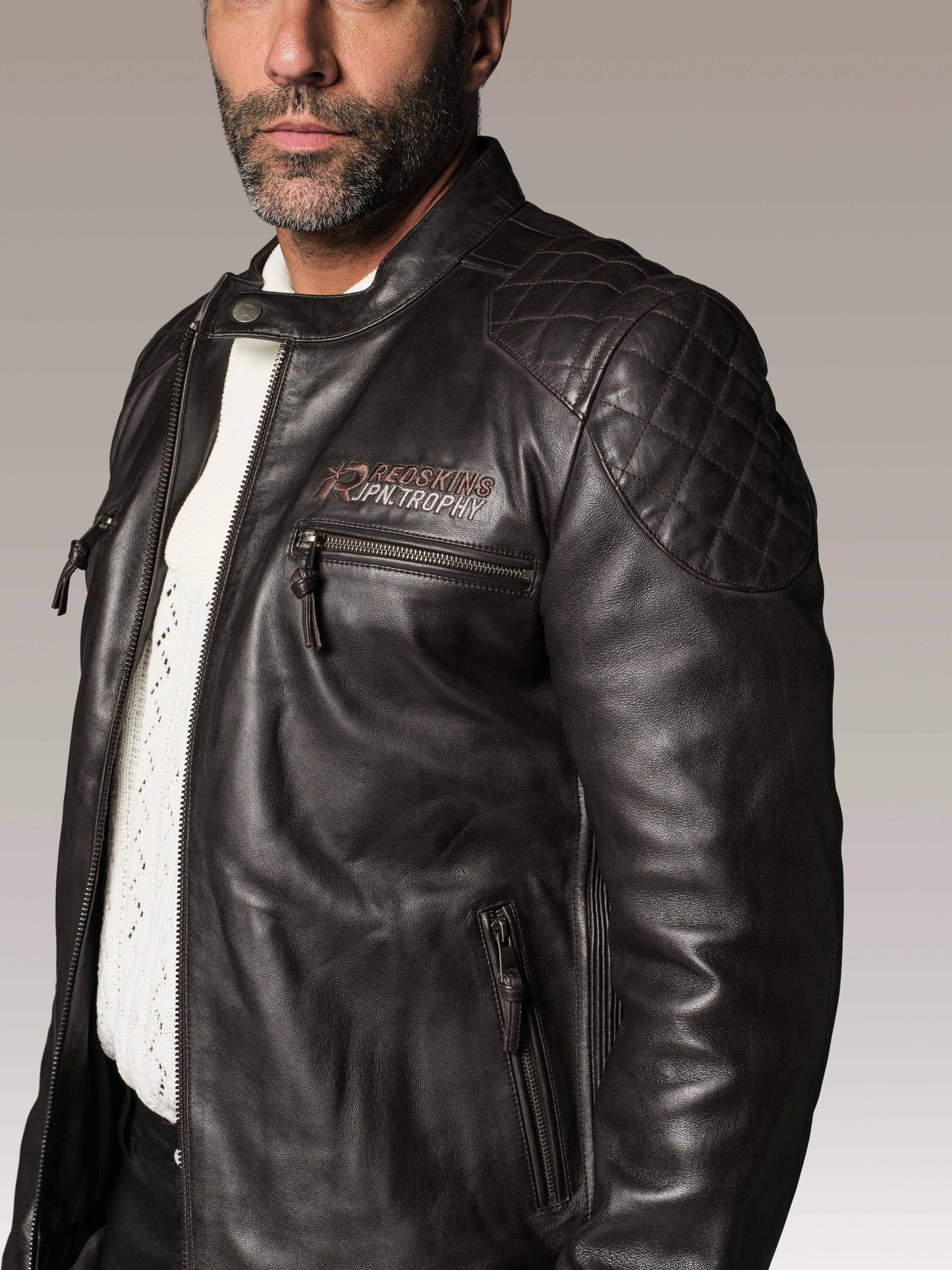 Blouson en cuir marron BULLIT LEGEND