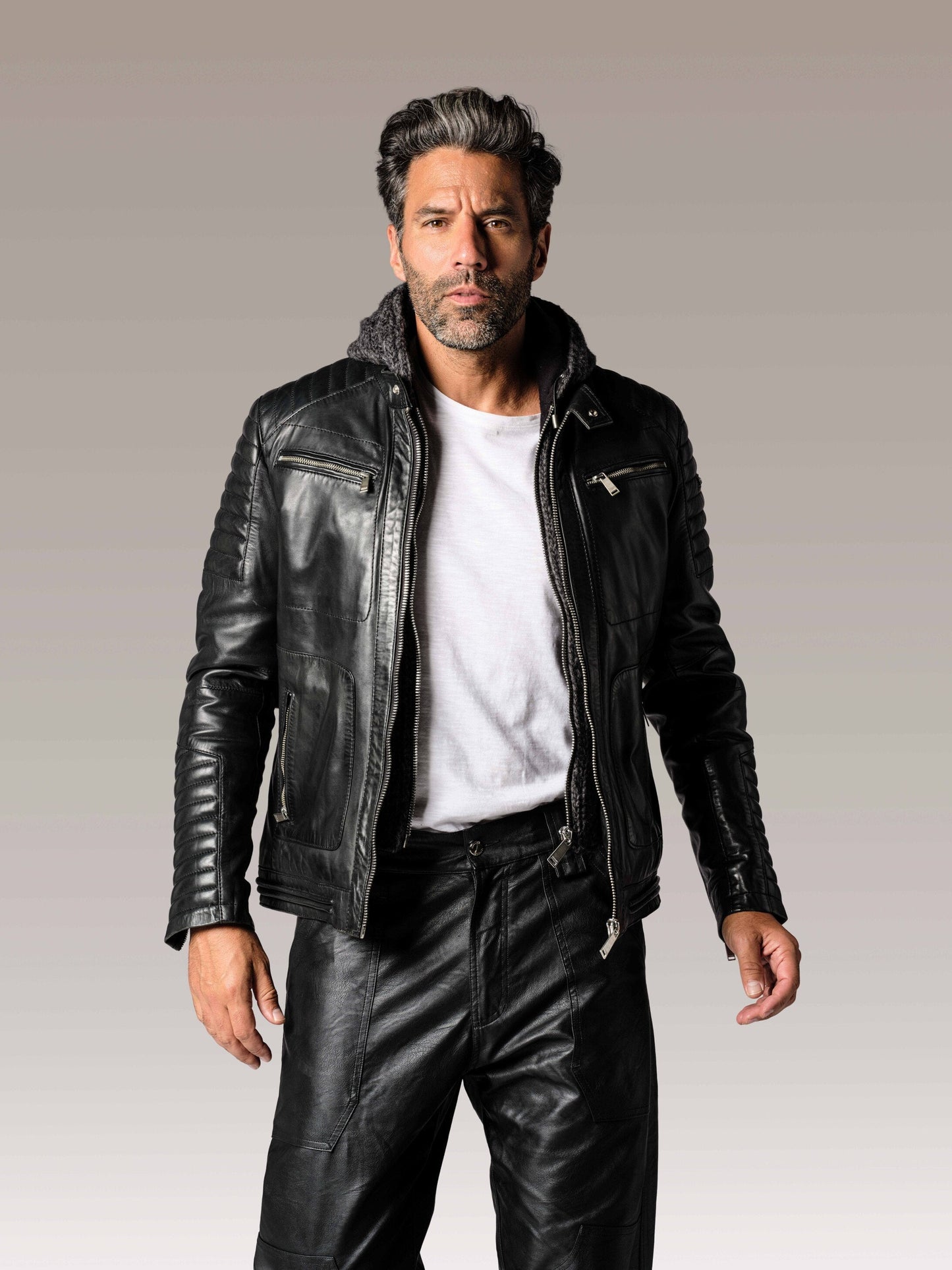 Blouson en cuir noir BYRON MOJITO