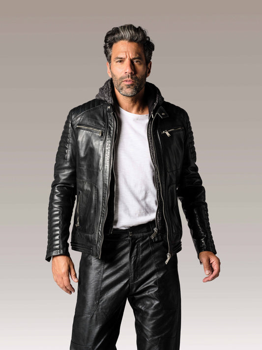 Blouson en cuir noir BYRON MOJITO