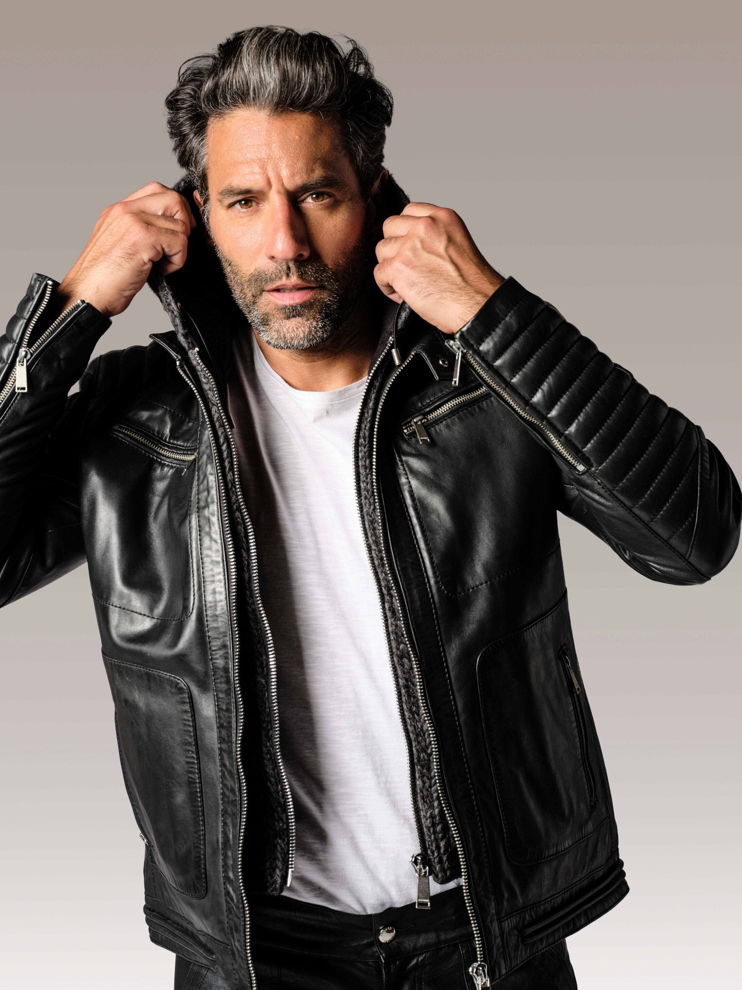 Blouson en cuir noir BYRON MOJITO