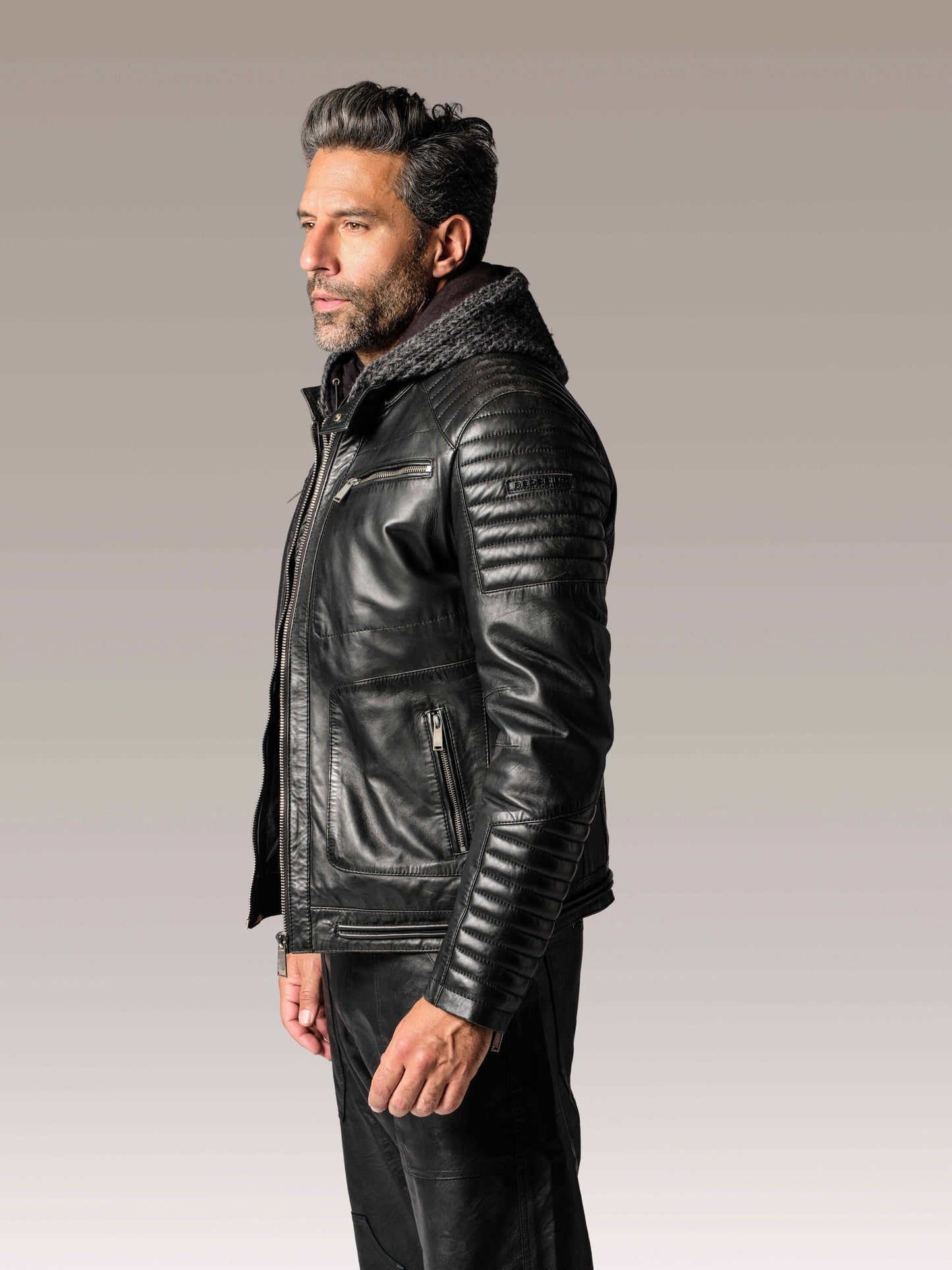 Blouson en cuir noir BYRON MOJITO