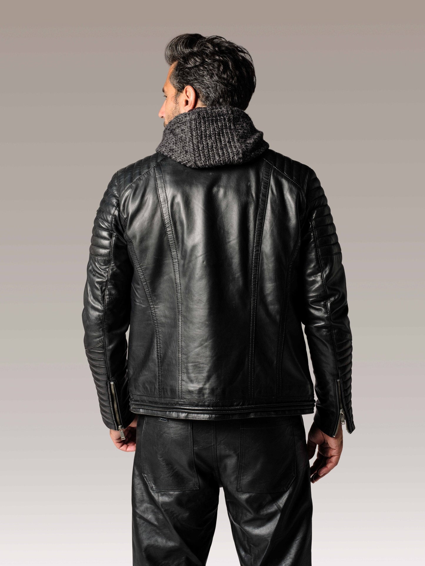 Blouson en cuir noir BYRON MOJITO