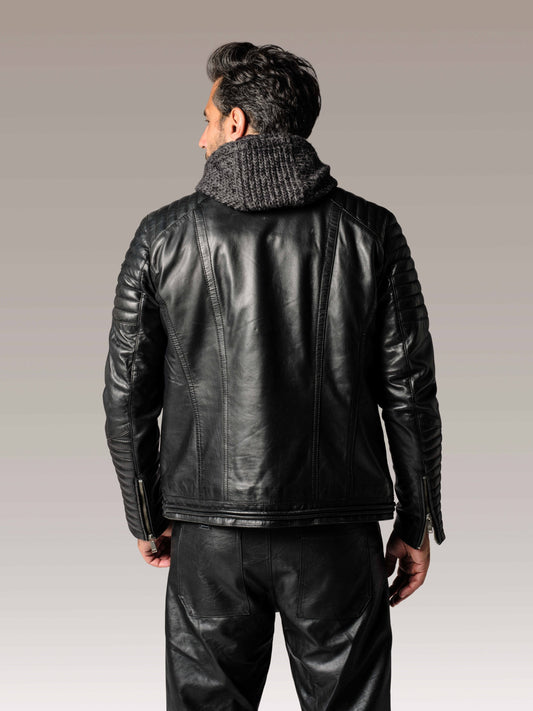Blouson en cuir noir BYRON MOJITO