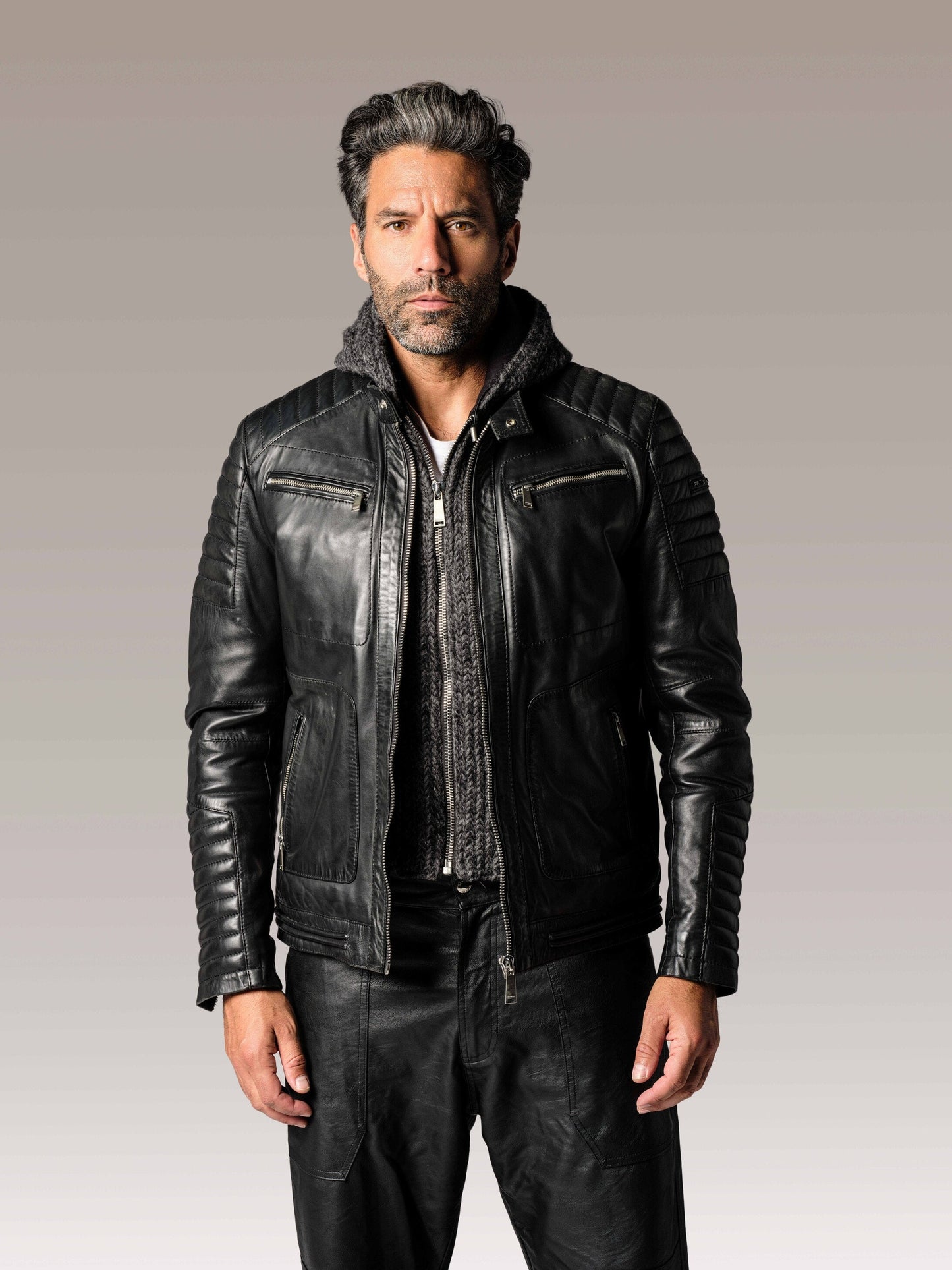 Blouson en cuir noir BYRON MOJITO