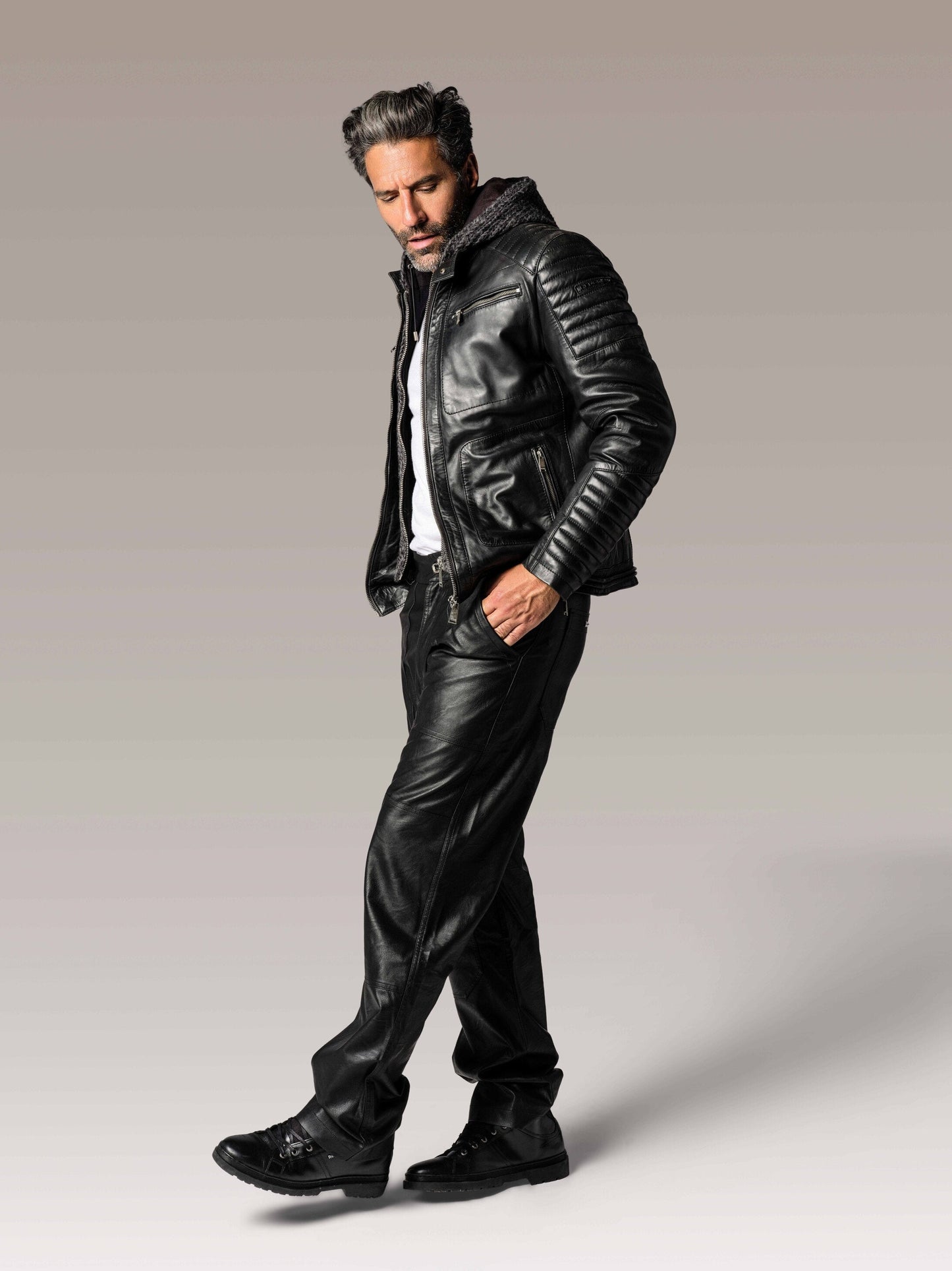 Blouson en cuir noir BYRON MOJITO