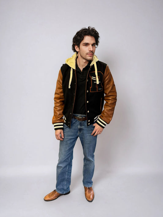 Blouson en cuir noir CAMBRIDGE SCHOOL