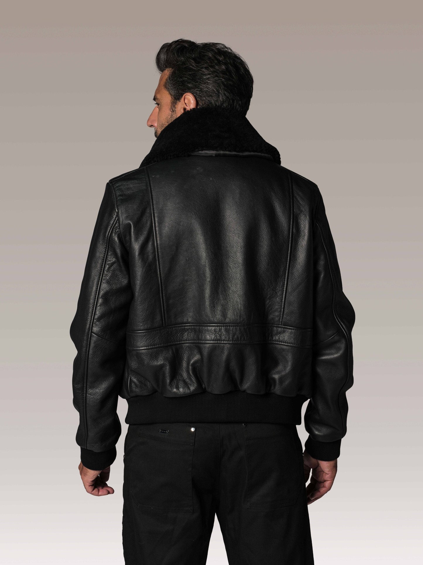 Blouson en cuir noir FLIGHT AIRBORN