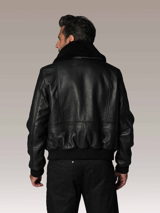 Blouson en cuir noir FLIGHT AIRBORN