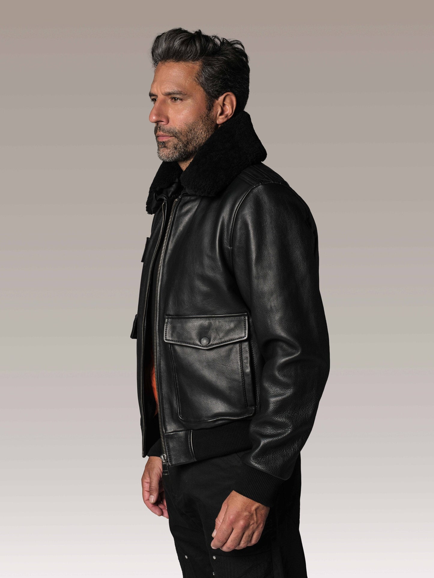 Blouson en cuir noir FLIGHT AIRBORN