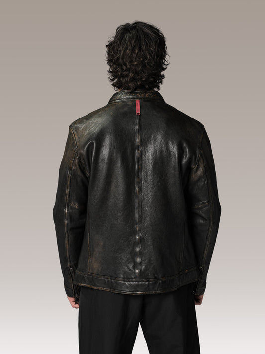 Blouson en cuir marron ICON RACE