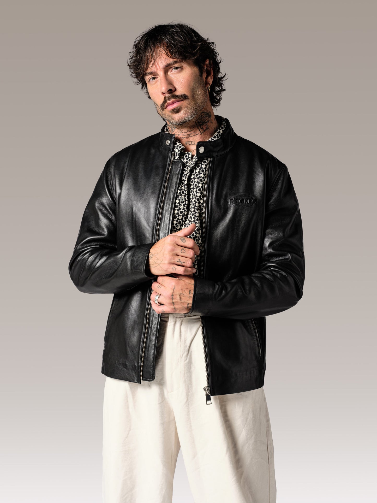 Blouson en cuir noir IRON ROAD