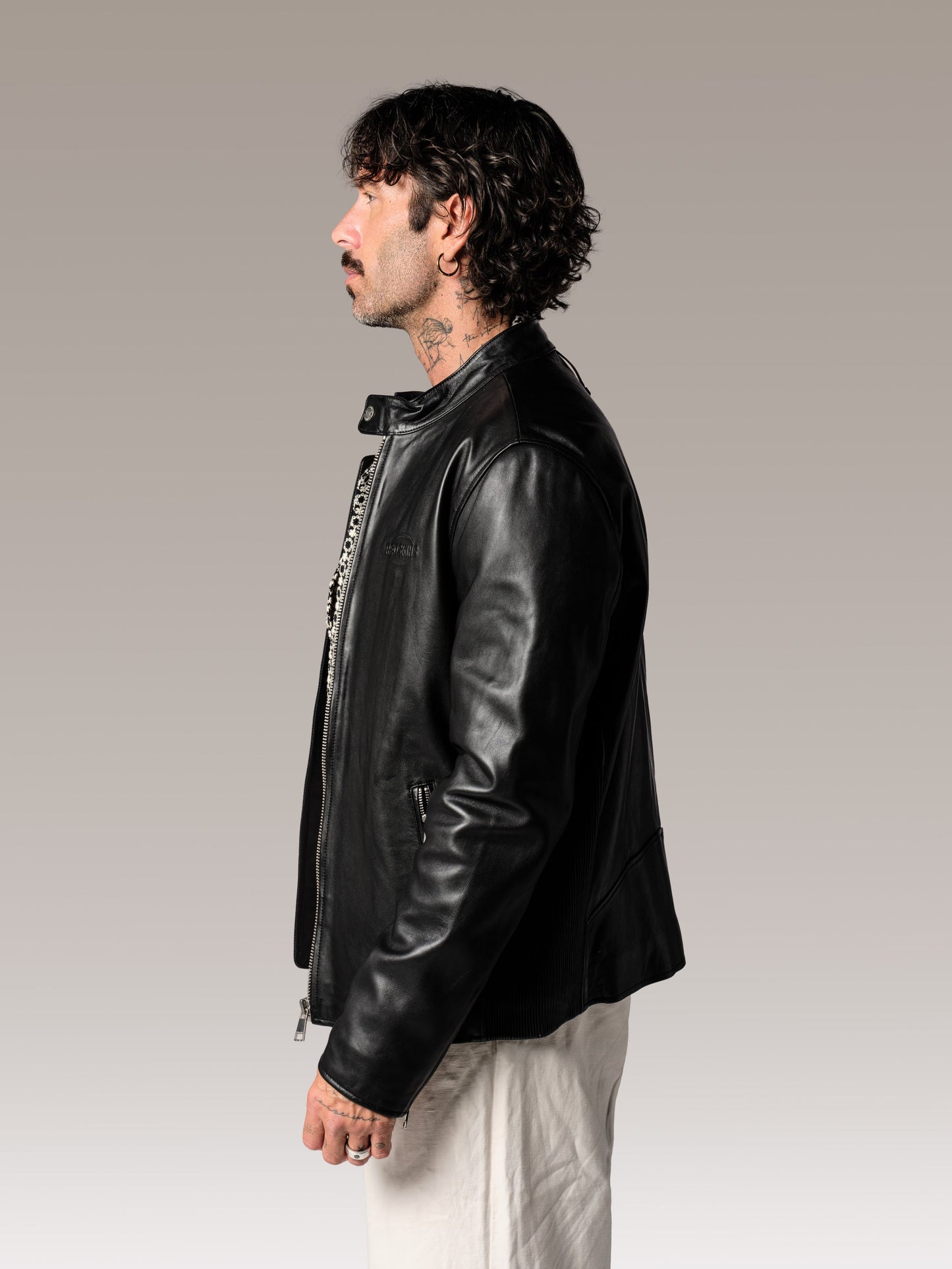 Blouson en cuir noir IRON ROAD