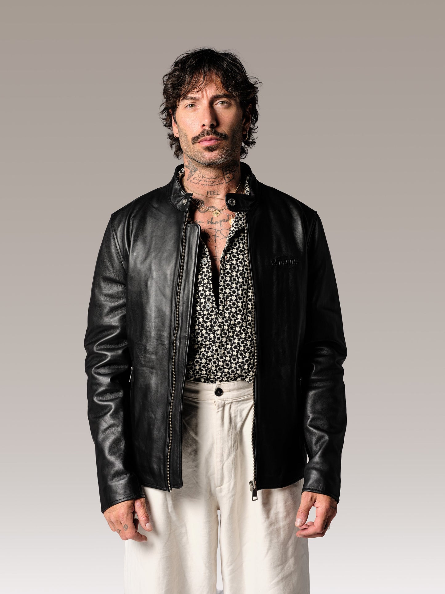 Blouson en cuir noir IRON ROAD