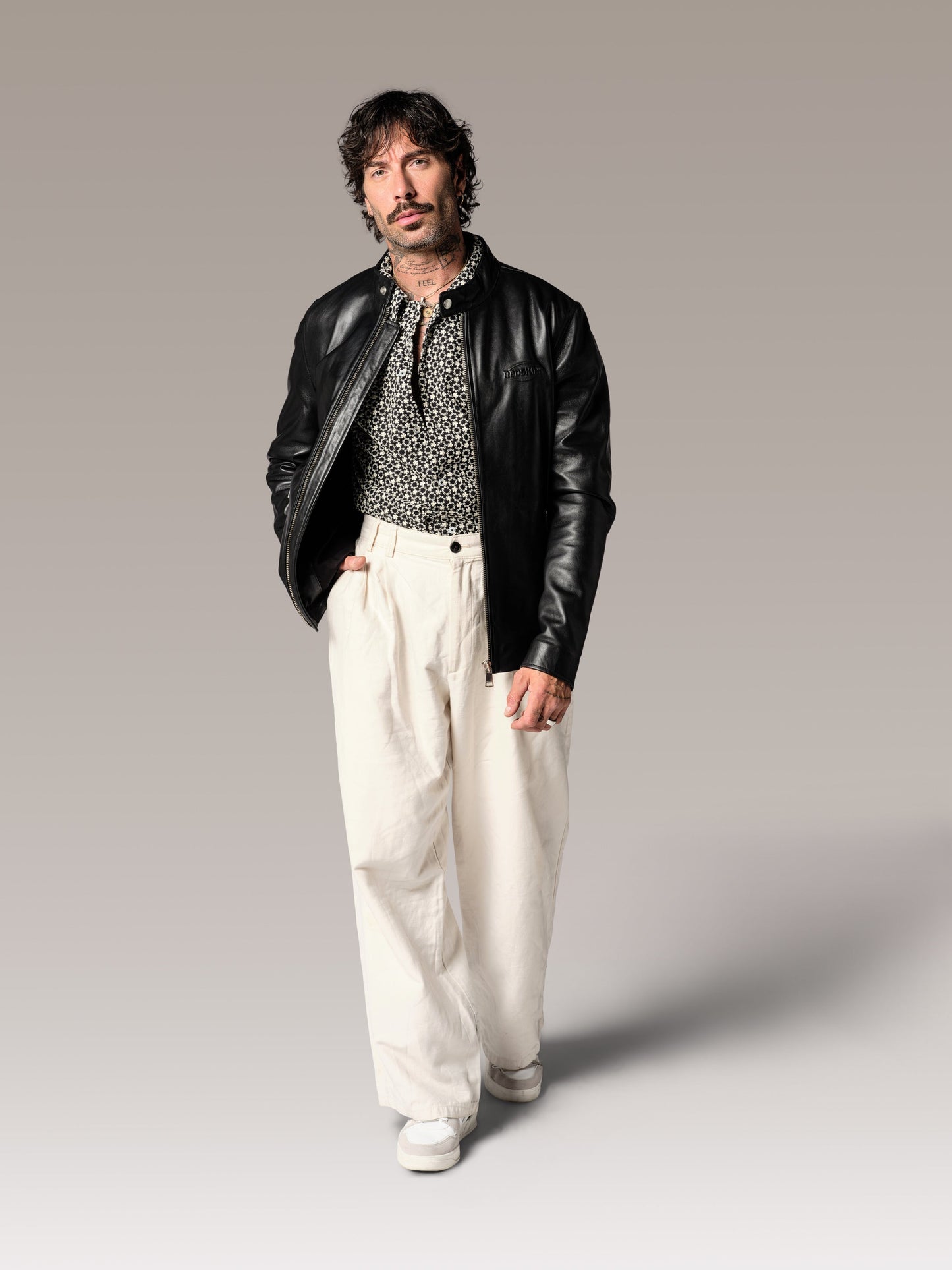 Blouson en cuir noir IRON ROAD