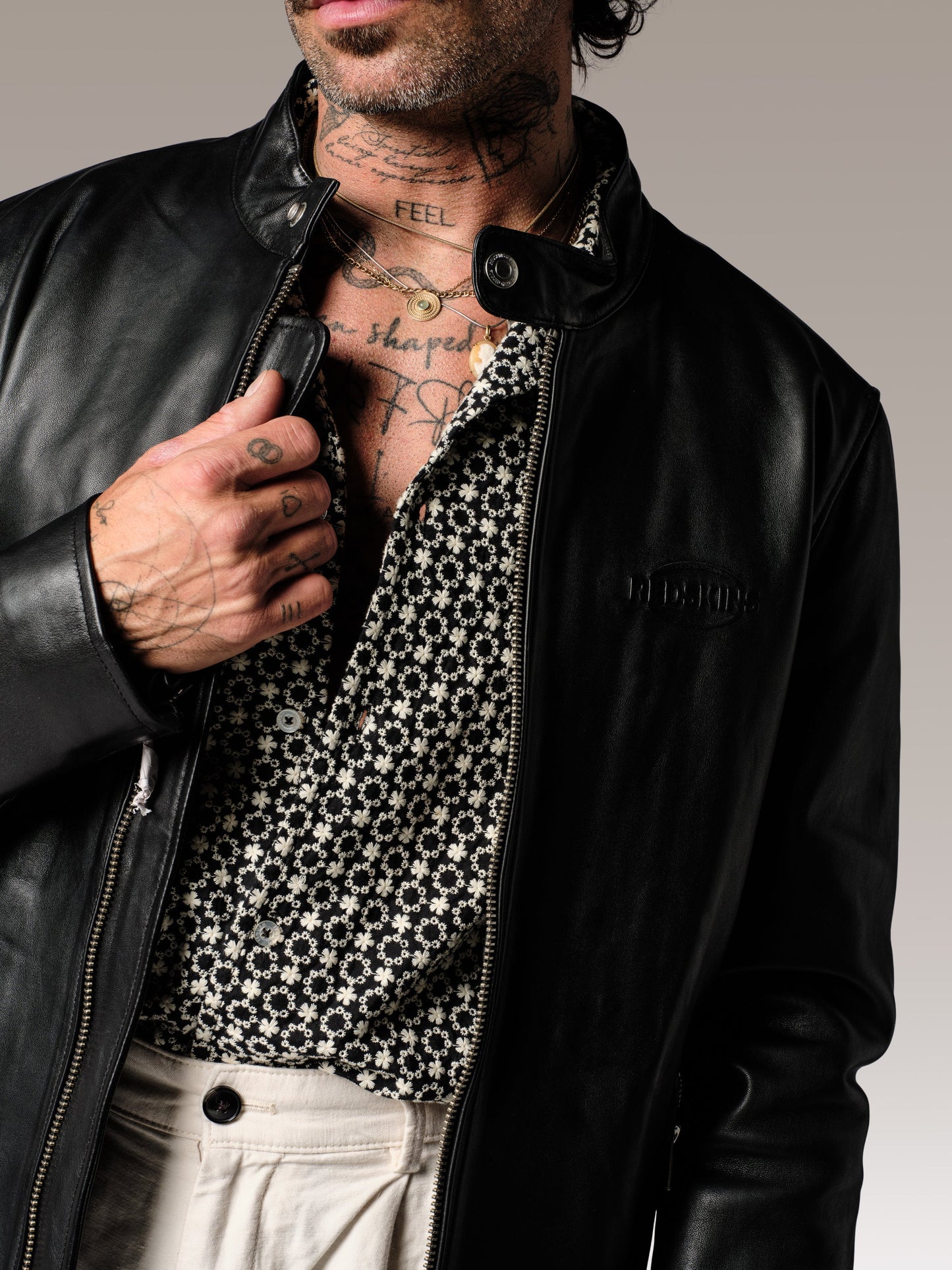 Blouson en cuir noir IRON ROAD