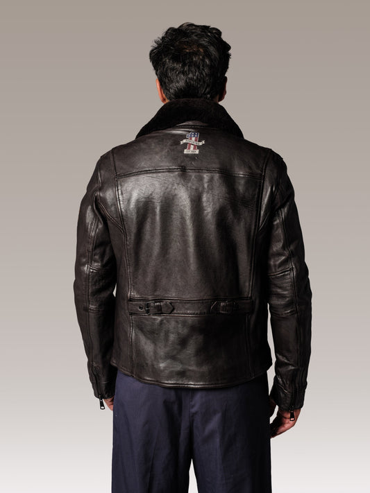 Blouson en cuir marron KAWA GLASGOW
