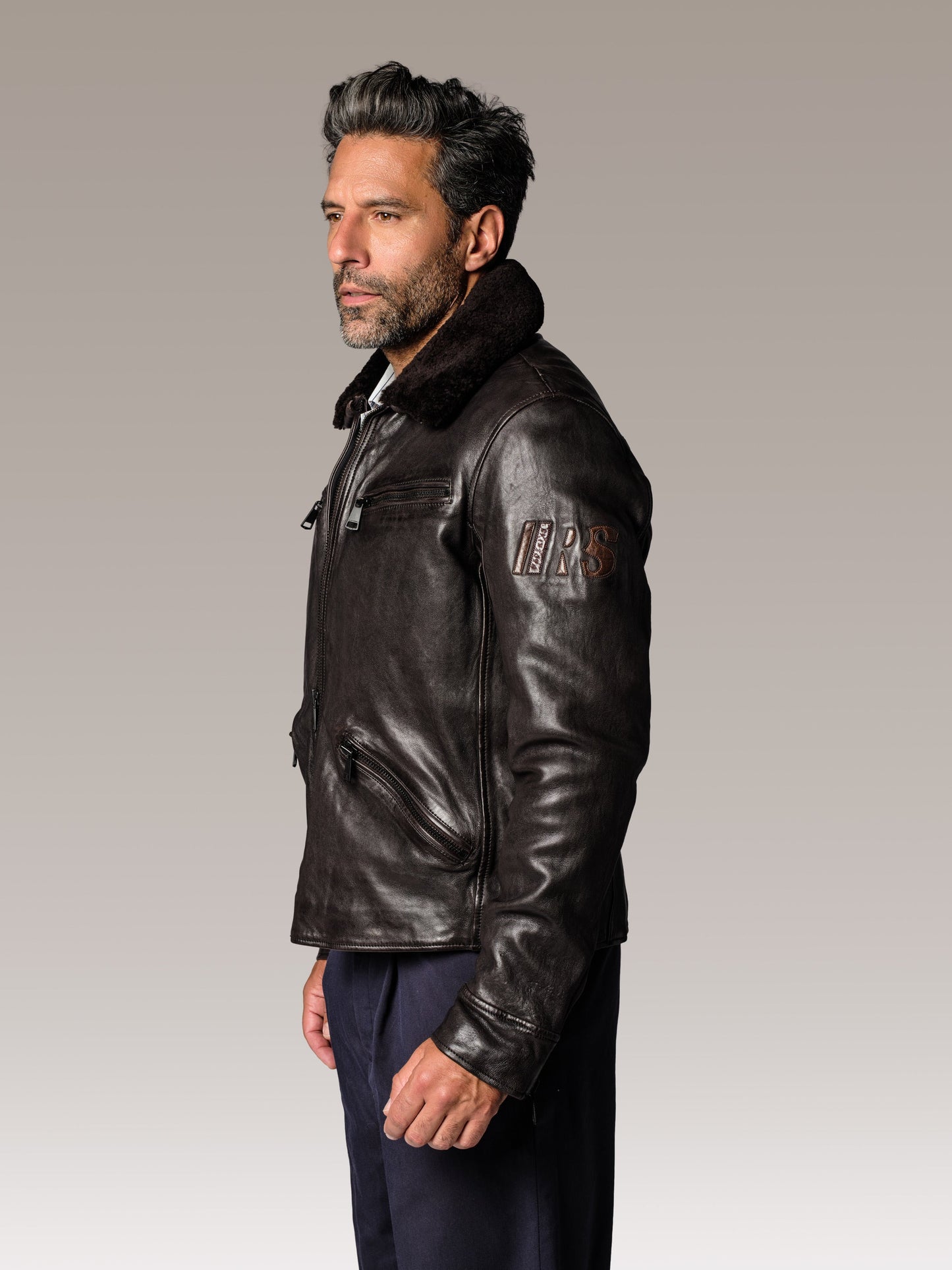 Blouson en cuir marron KAWA GLASGOW