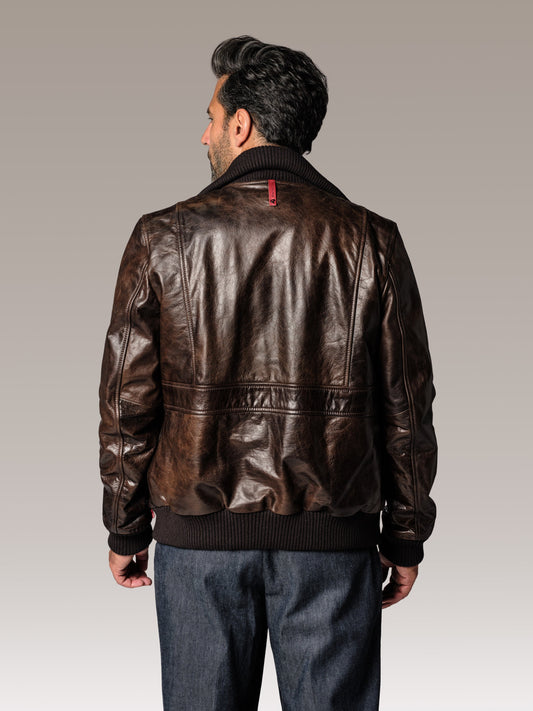 Blouson en cuir marron MIKE QUARTZ