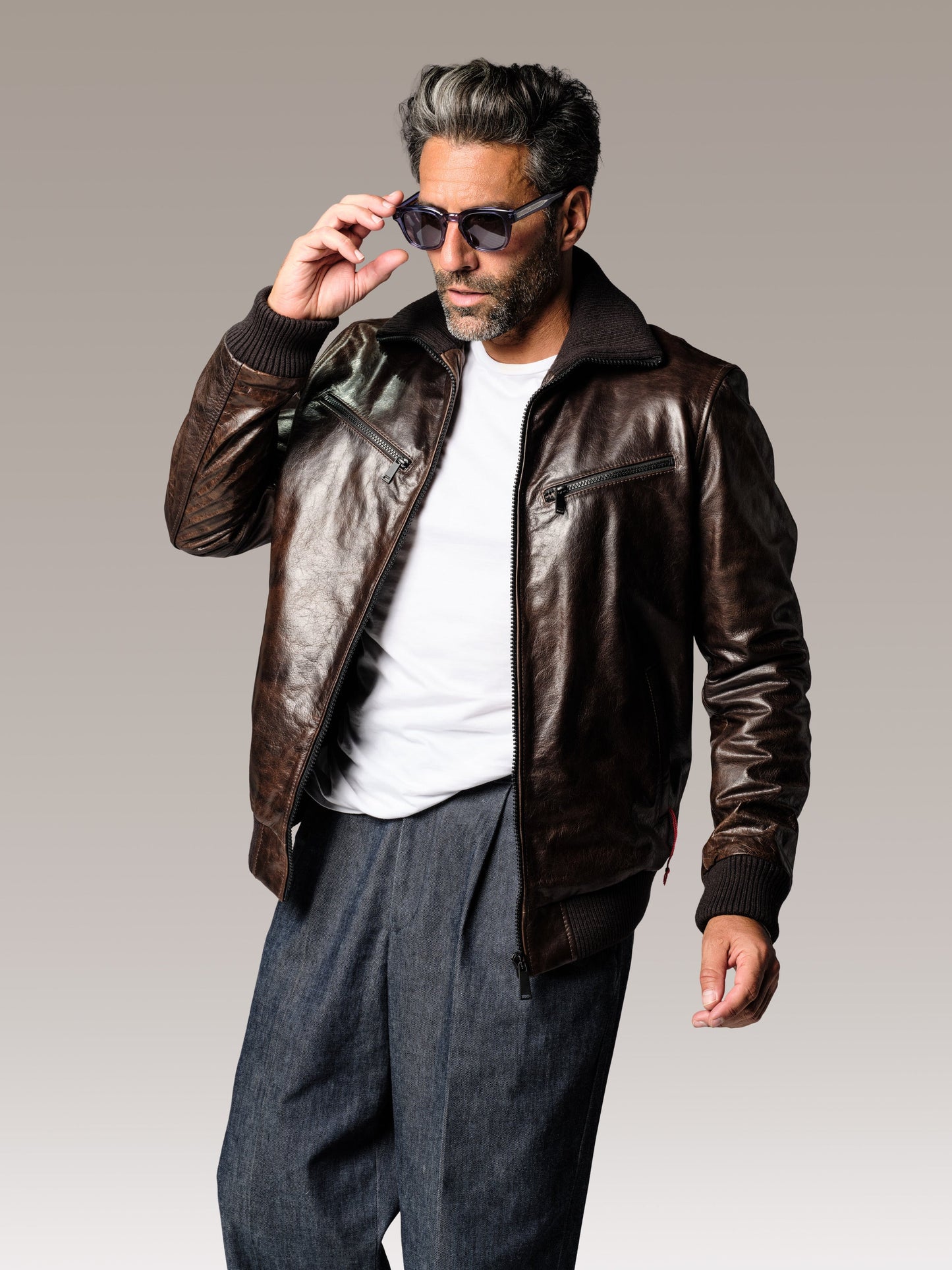 Blouson en cuir marron MIKE QUARTZ