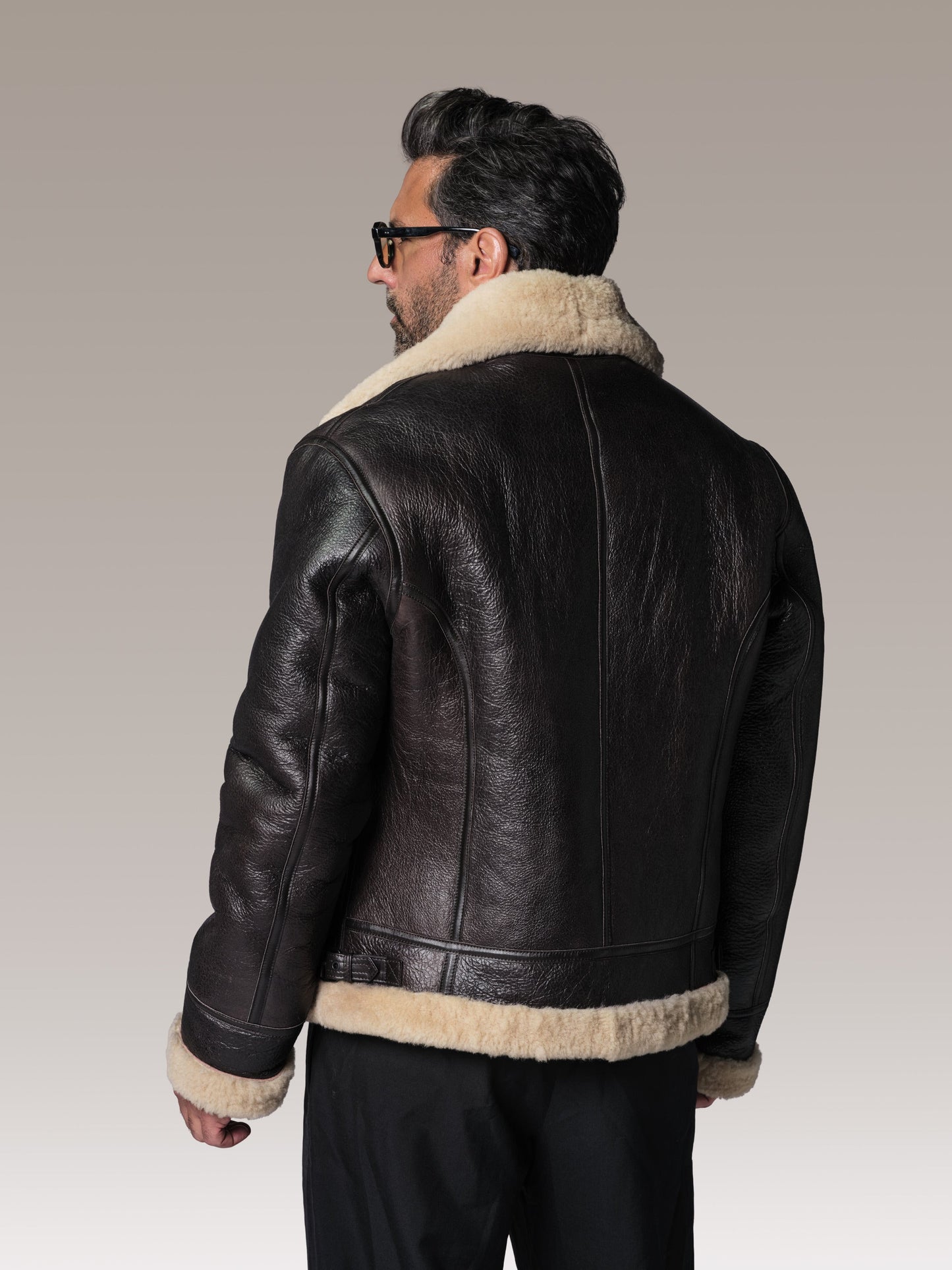 Blouson en cuir marron / beige REAGAN QUEENSTOWN