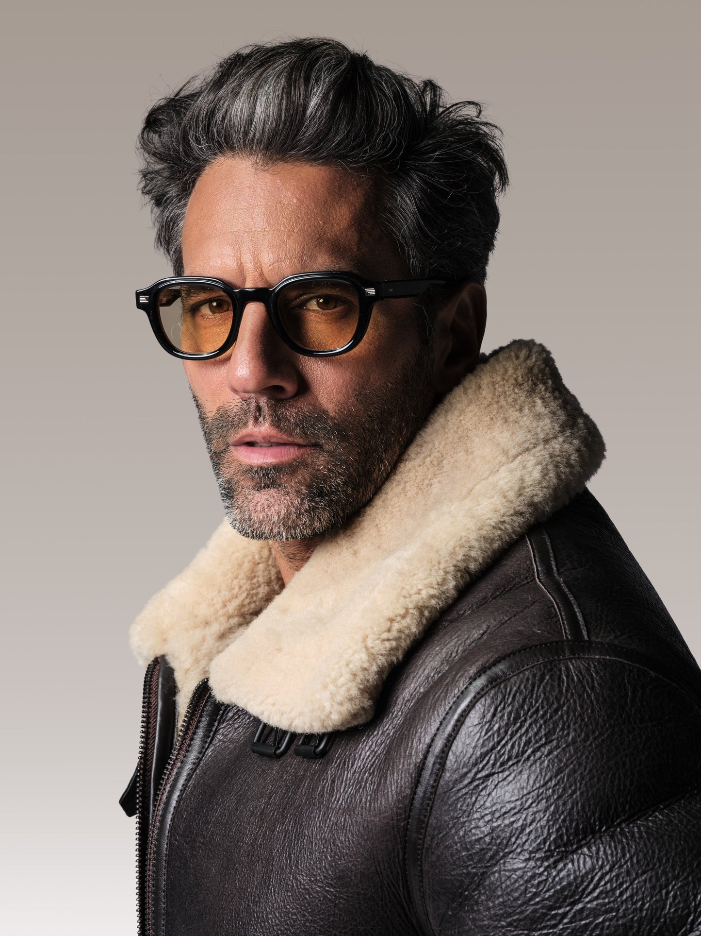 Blouson en cuir marron / beige REAGAN QUEENSTOWN