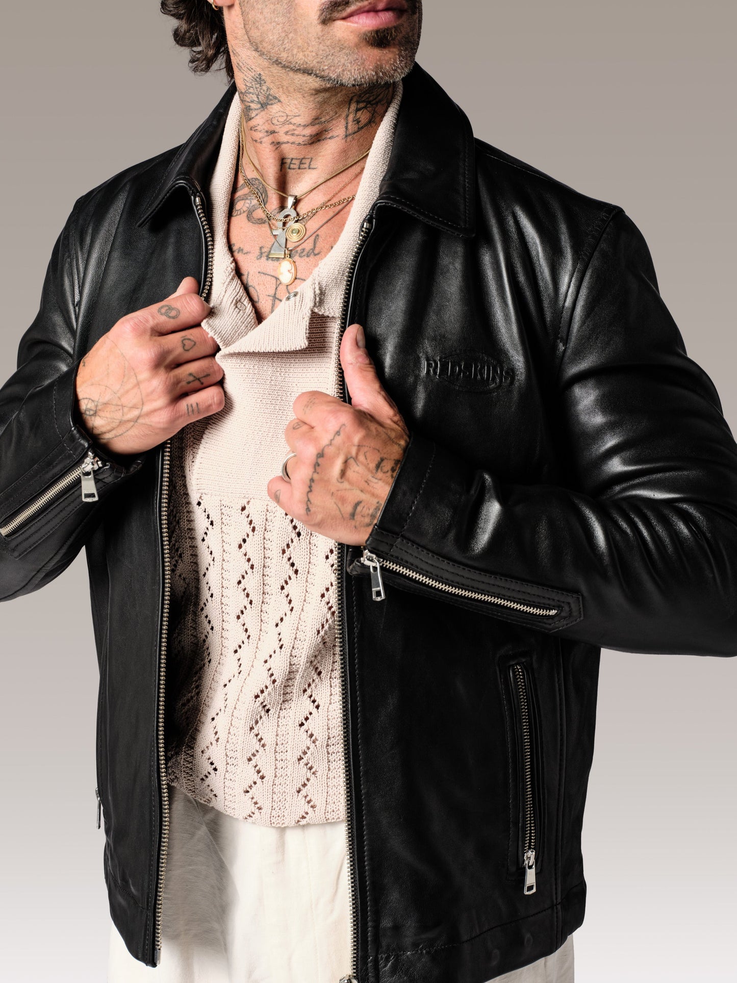 Blouson en cuir noir RIDER ROAD