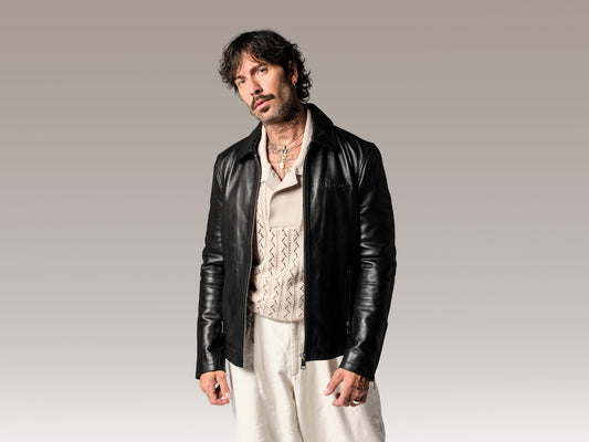 Blouson en cuir noir RIDER ROAD