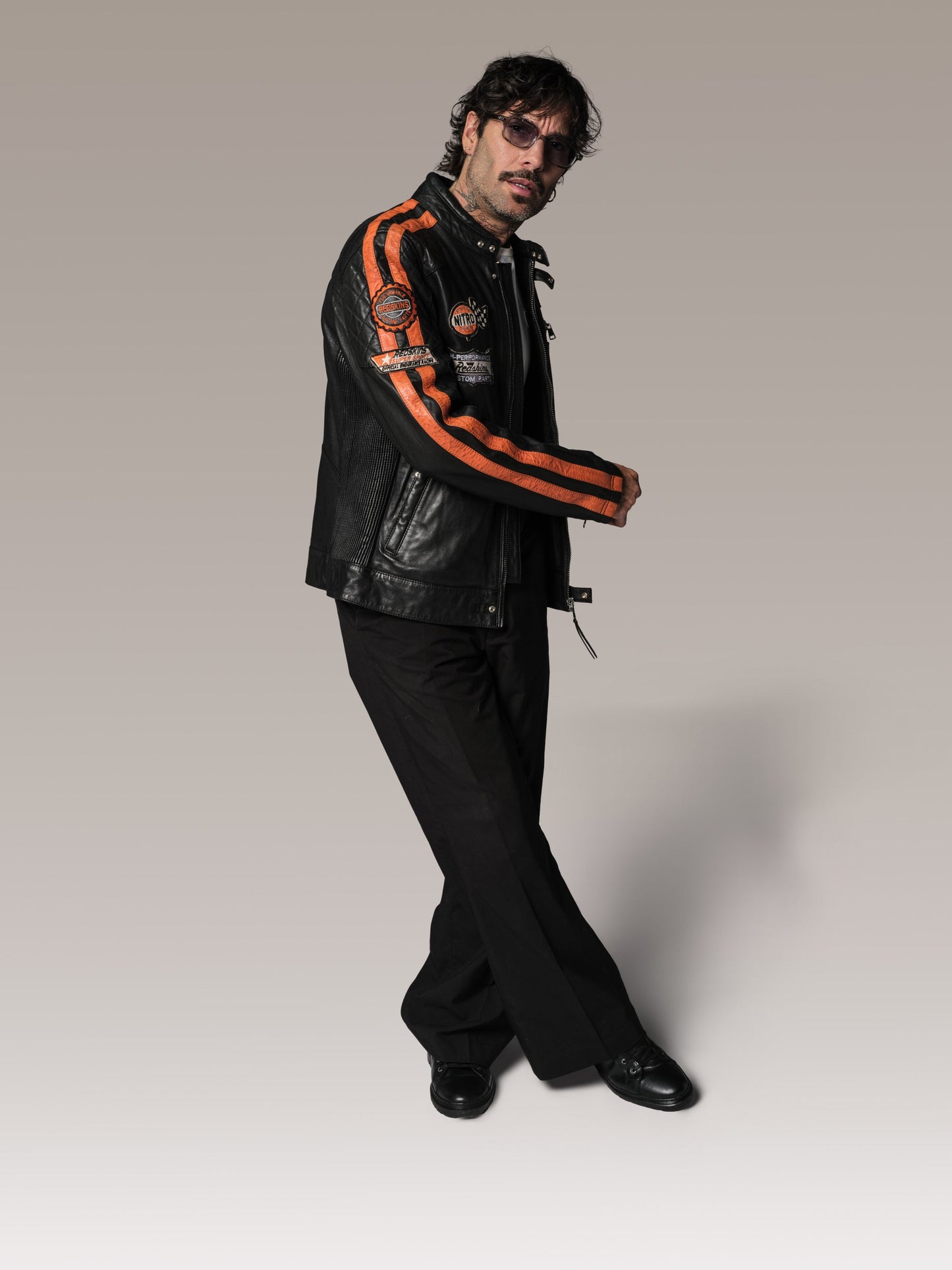 Blouson en cuir orange RIPPER CALISTA