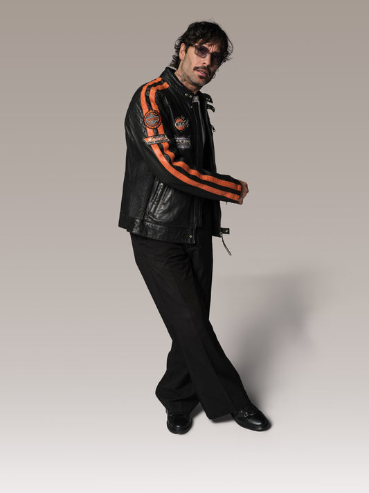 Blouson en cuir orange RIPPER CALISTA