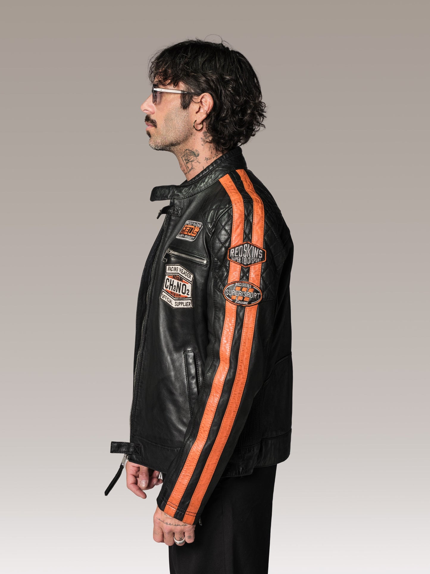 Blouson en cuir orange RIPPER CALISTA