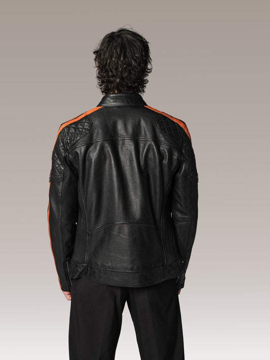 Blouson en cuir orange RIPPER CALISTA
