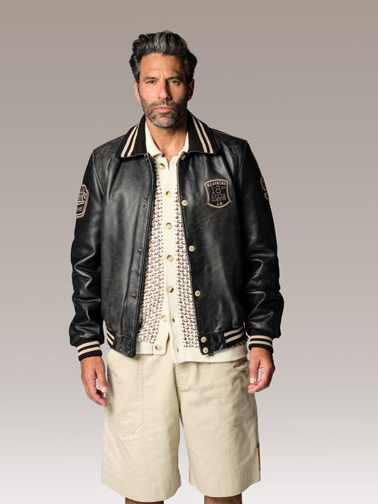 Blouson en cuir noir SKATBOARD COHIBA