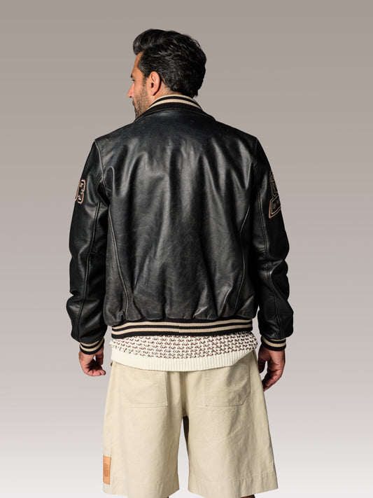 Blouson en cuir noir SKATBOARD COHIBA