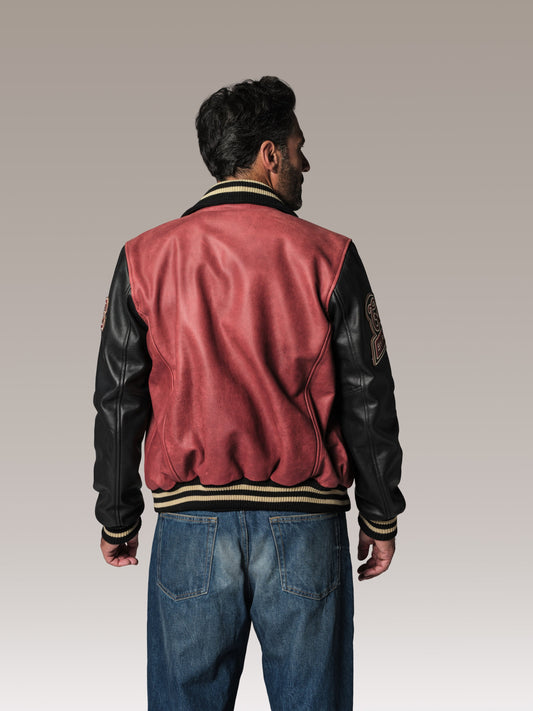 Blouson en cuir rouge SKATBOARD COHIBA