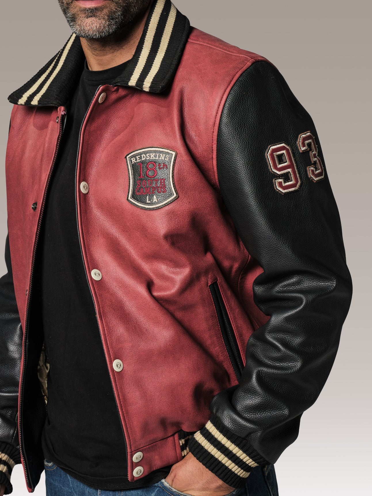 Blouson en cuir rouge SKATBOARD COHIBA