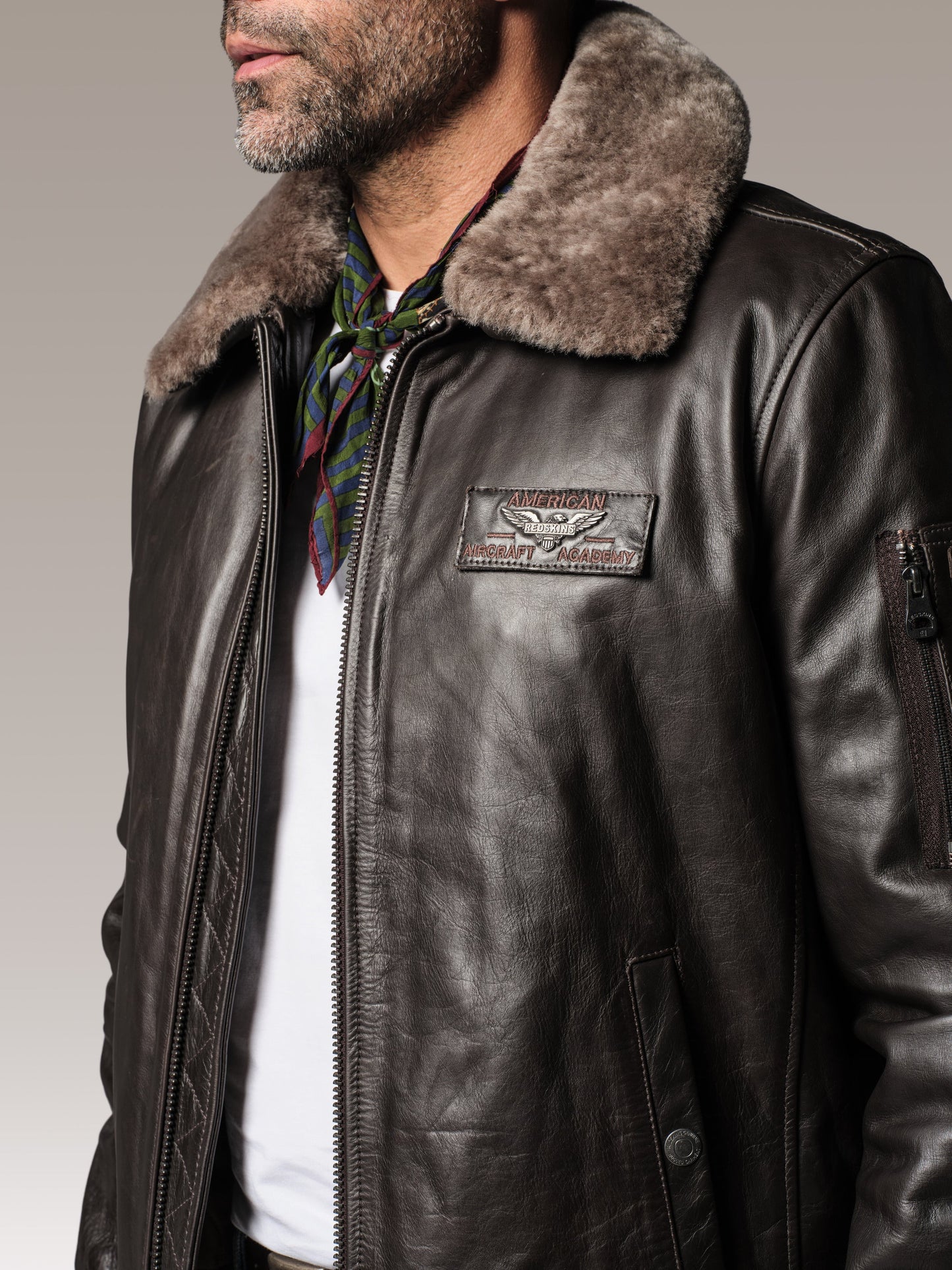 Blouson en cuir marron TEXACO FENDER