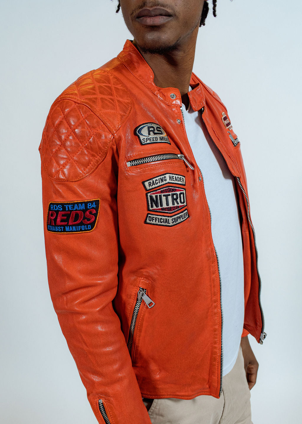 Blouson en cuir orange NITRO BARCELONA