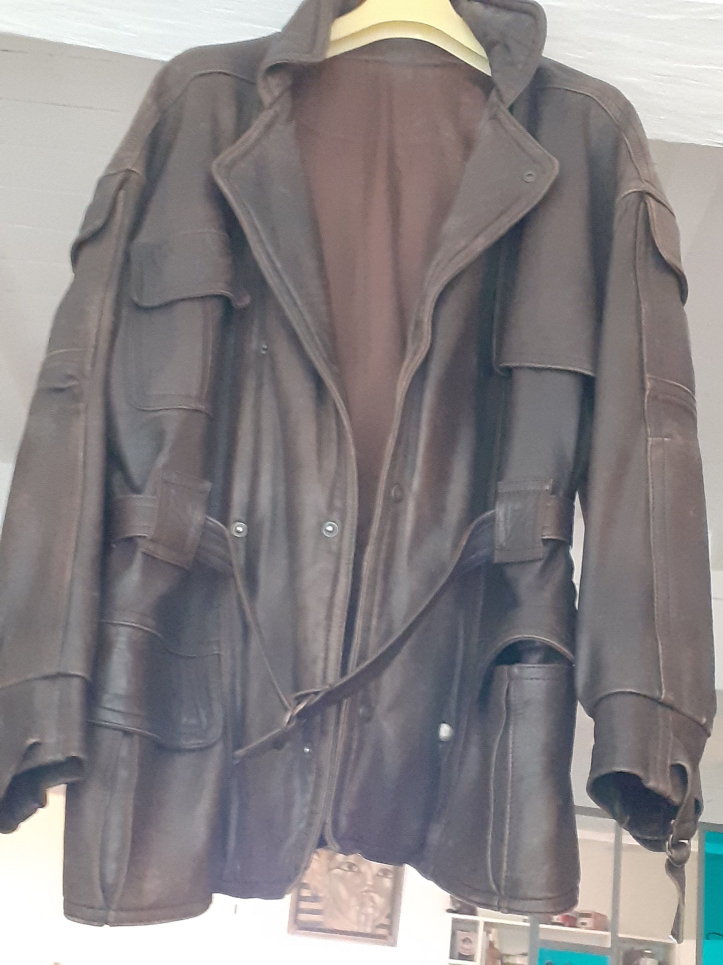 blouson long cuir épais