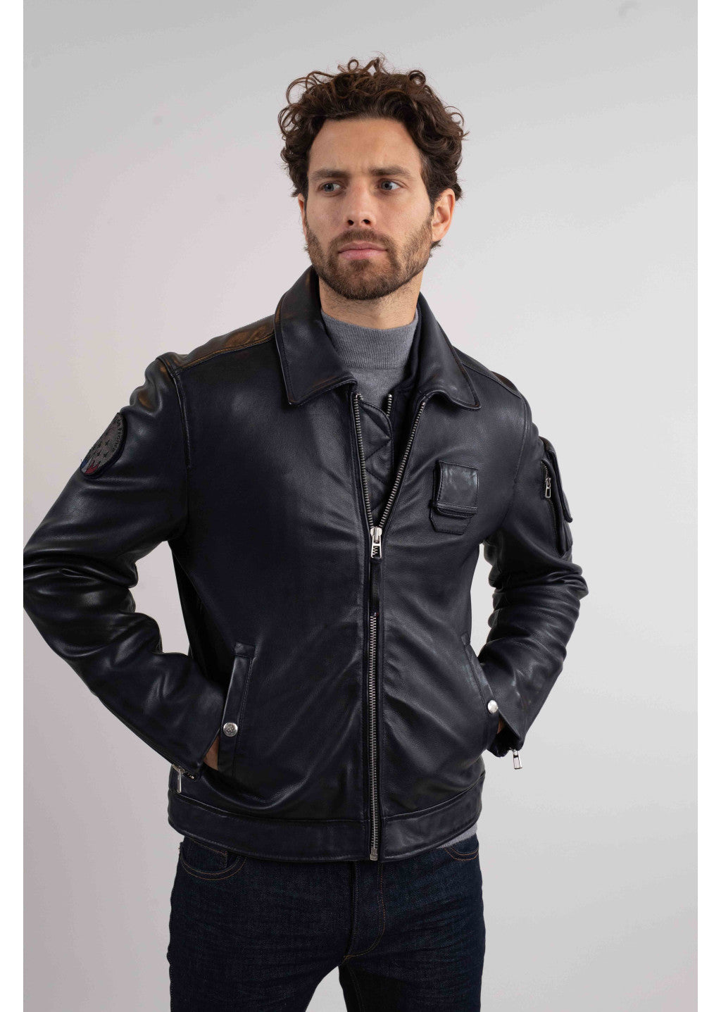 Cuir bleu marine JAEGGER ALPHA