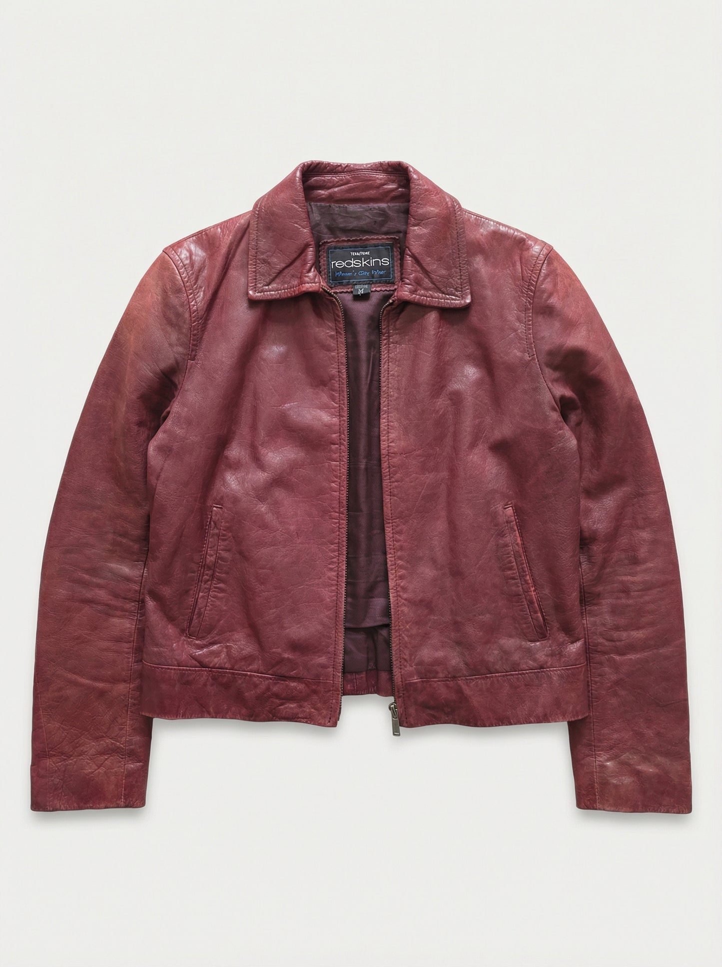 Veste en Cuir femme Bordeaux taille M