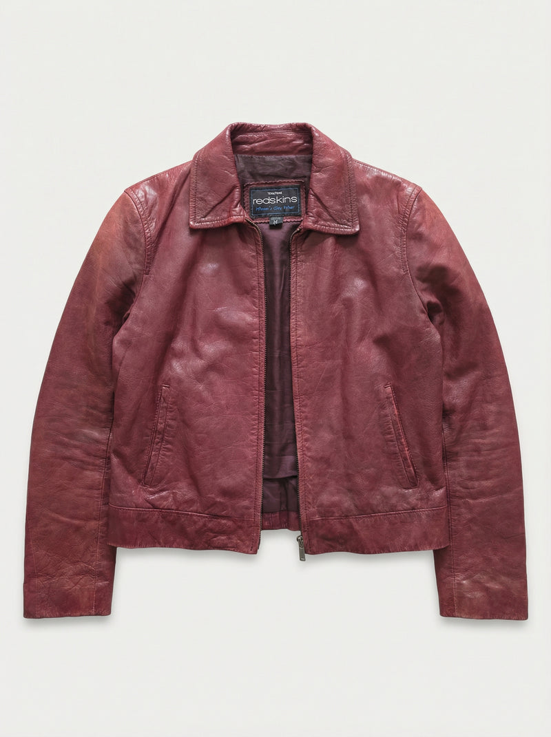 Veste en Cuir femme Bordeaux taille M