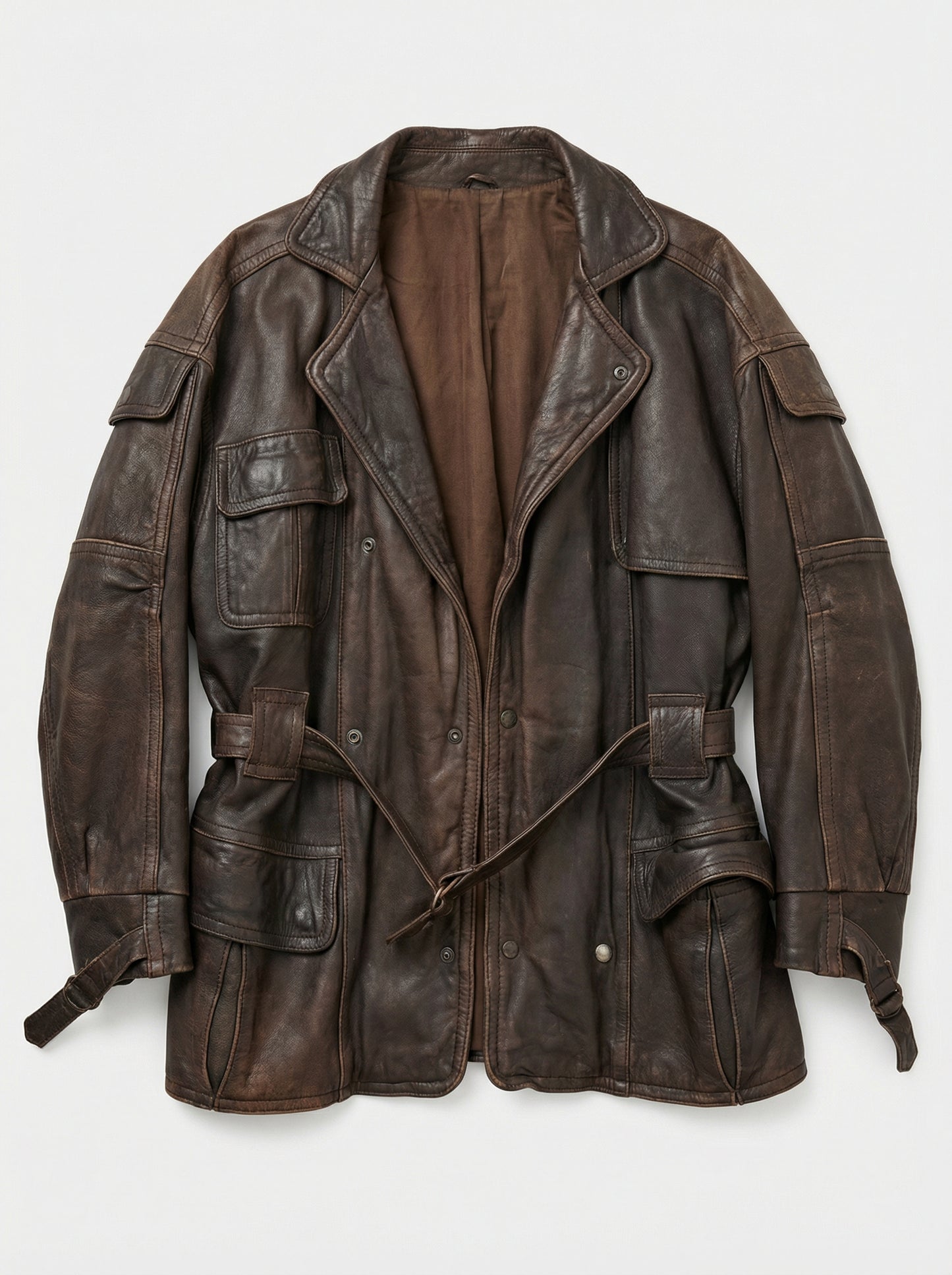blouson long cuir épais