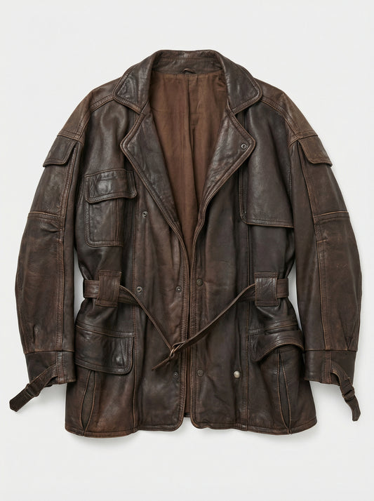 blouson long cuir épais